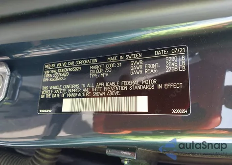 2022 Volvo Xc60 B5 Momentum from USA, damaged, VIN YV4L12DK0N1925829